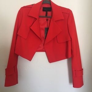 BCBG bright red crop blazer